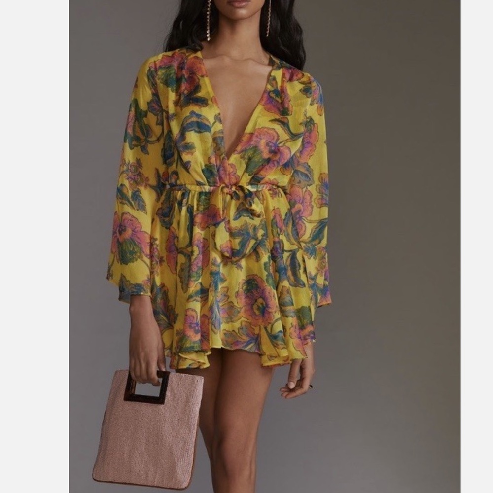 Misa Los Angeles Kaia Floral Yellow Dress